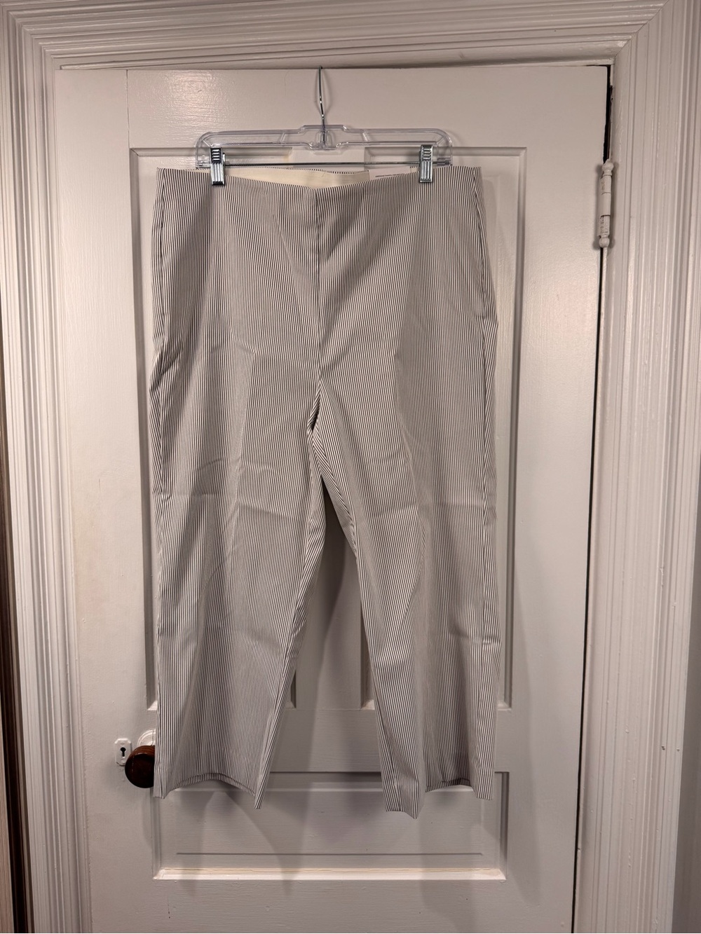 Chico's Women’s Dress Pants in Light Gray Pinstripe